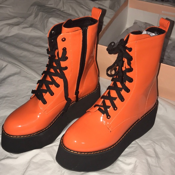 orange platform boots
